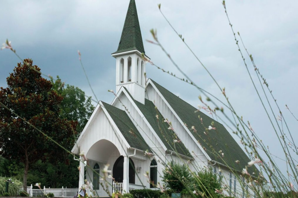 chapel white trees